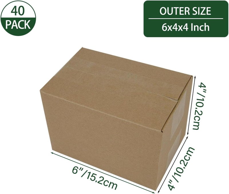 HESESOH 6x4x4 Inches Shipping Boxes Set of 40, Brown Corrugated Cardboard Box Literature Mailer for Packing Small Business - Image 2